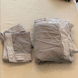 Pottery Barn Duvet Cover and Two Pillow Shams Tencel Body with Linen Trim
